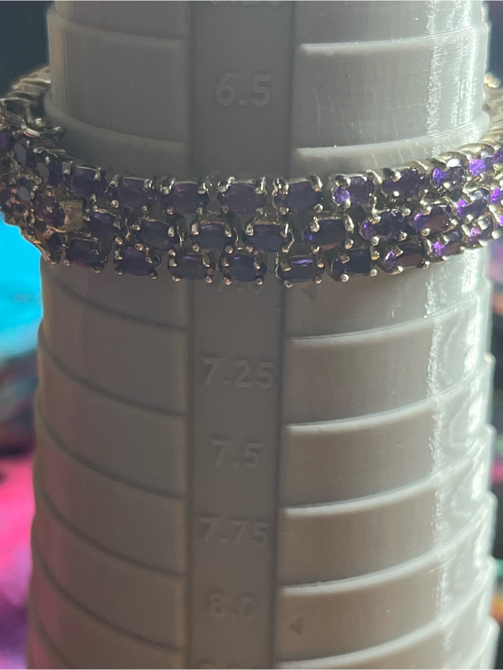 Vintage DBJ Thai Amethyst Triple-Row Tennis Bracelet | 925 Sterling Silver